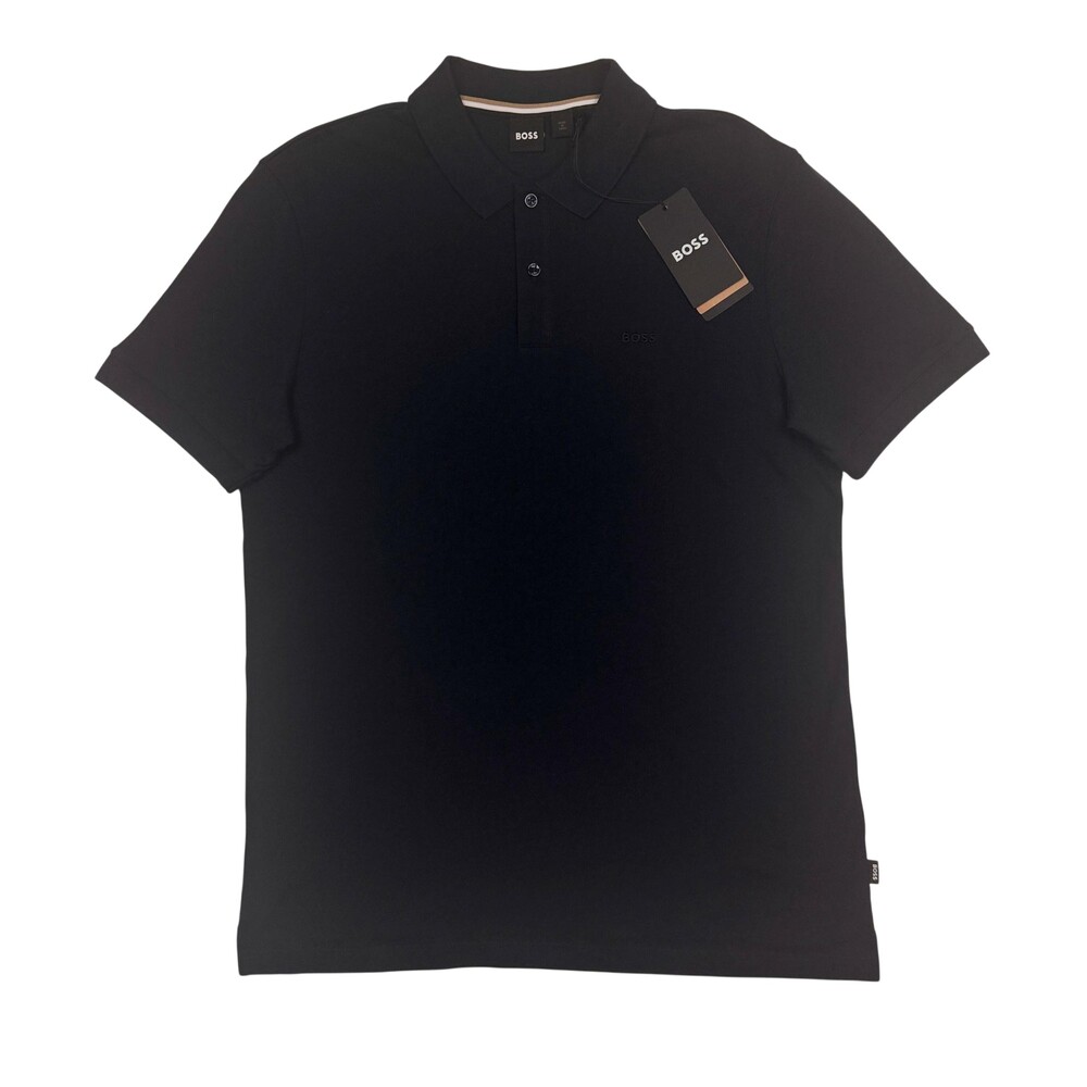 Boss Pallas Polo Shirt Mens L Dark Blue Cotton Pique Knit Short Sleeve New
